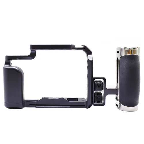 Side Handle with 1/4 -20 Screws Universal Aluminum Silicone Hand Grip for DSLR Camera Cage Monitor Bracket with Cold Shoe Mount