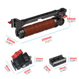 BGNing Adjustable Folding Stabilizer Wooden Handle Grip Dual/Single Handheld Extension Handlebar Bracket Gimbal Mount for DJI Ronin RS2/RS3/RS4 Pro/Mini