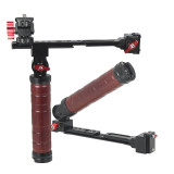 BGNing Adjustable Folding Stabilizer Wooden Handle Grip Dual/Single Handheld Extension Handlebar Bracket Gimbal Mount for DJI Ronin RS2/RS3/RS4 Pro/Mini