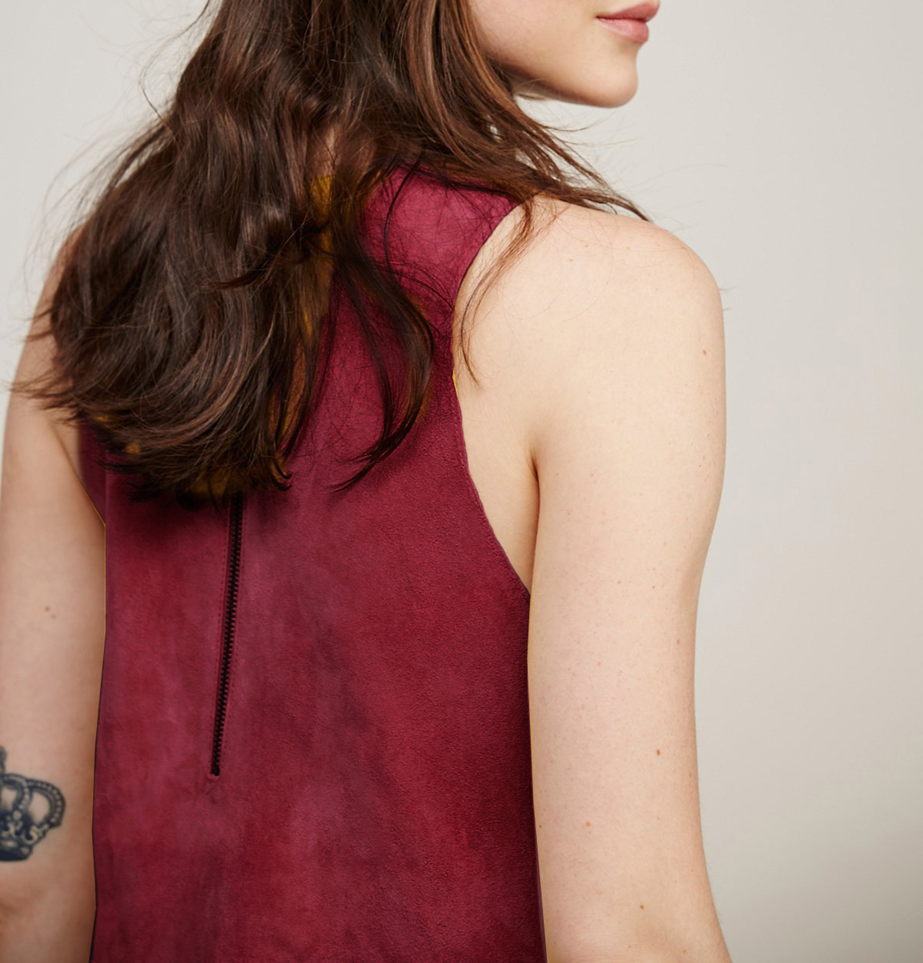 R.Vivimos Women Autumn Suede Vintage V Neck Sleeveless Pockets A Line Dresses4