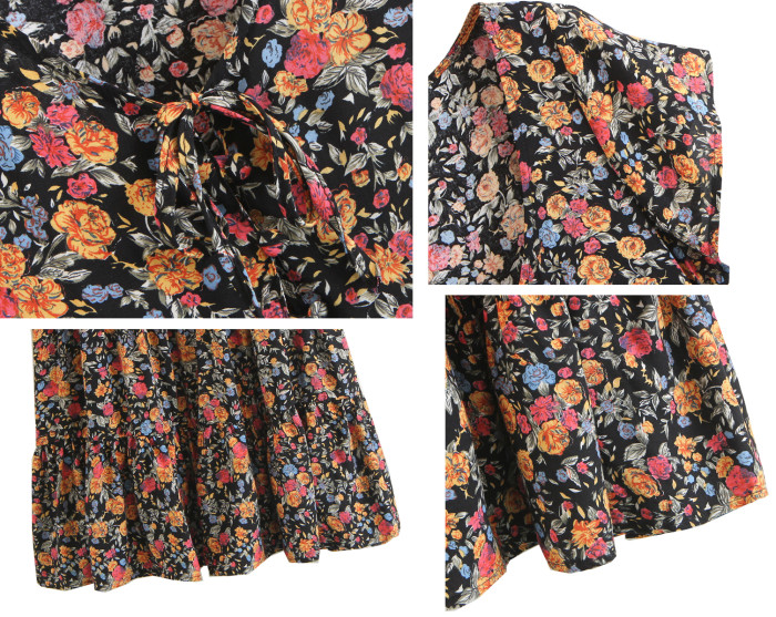 R.Vivimos Women Summer Short Sleeve Cotton Floral Print Button Up Casual Loose Beach Boho Short Dress
