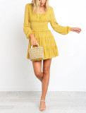 R.Vivimos Women's Autumn Long Sleeve Cotton Polka Dot Print Mini Dress