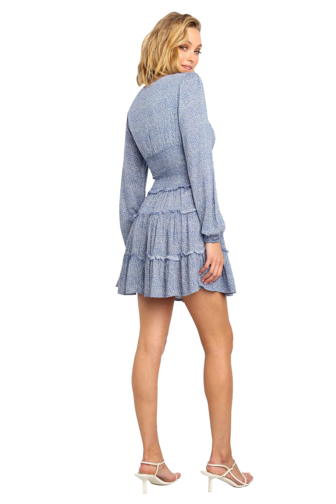 R.Vivimos Women's Autumn Long Sleeve Cotton Polka Dot Print Mini Dress