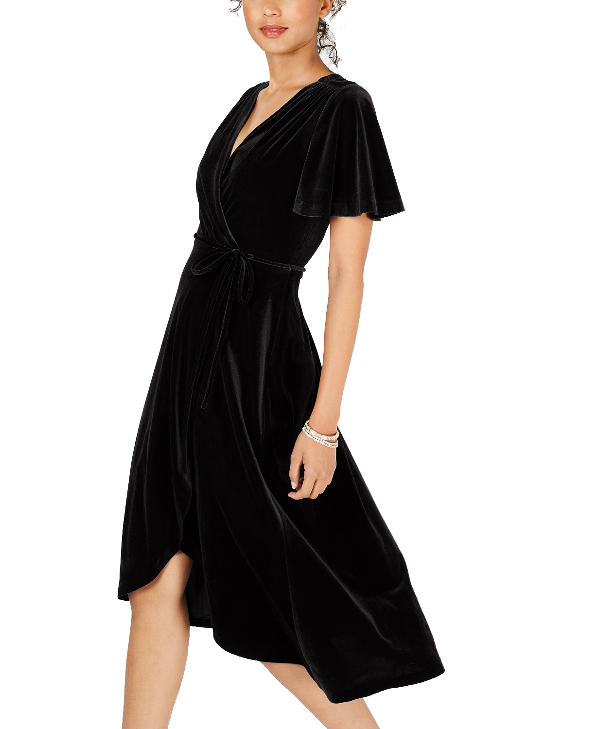 velvet pleated midi dress