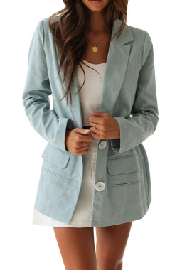 R.Vivimos Women's Fall Long Sleeve Linen Casual Basic Thin Coat Blazer