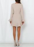R.Vivimos Women's Winter Long Sleeve V Neck Ruffles Sweater Dresses Mini Dresses