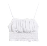 R.Vivimos Women's Summer Casual Cotton Sleeveless Ruffles Cami Crop Top