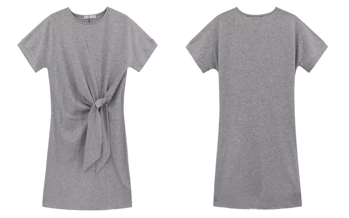 R.Vivimos Women's Summer Short Sleeve Cotton Solid Tie-up T-Shirt Dress