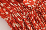 R.Vivimos Women's Summer Spaghetti Straps Irregular Polka Dot Cowl Neck Knee Length Dresses