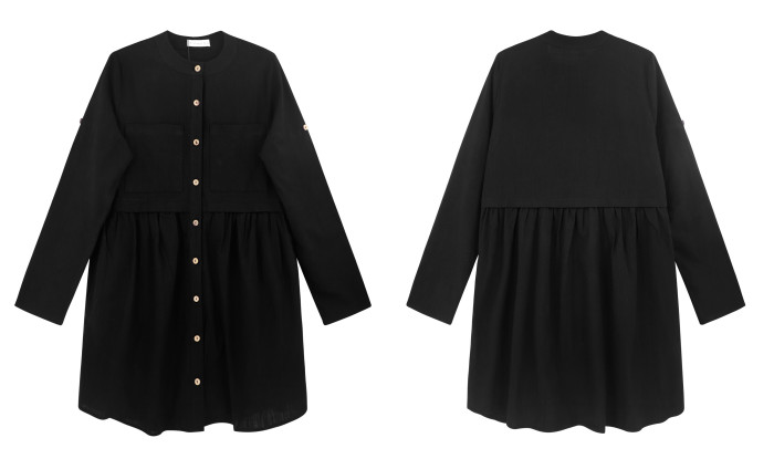 R.Vivimos Women's Cotton 3/4 Sleeves Button Down Shirt Mini Dress with Pockets