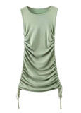 R.Vivimos Women's Summer Tank Casual Ruched Drawstrings Stretchy Bodycon T Shirt Mini Dresses
