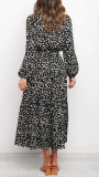 R.Vivimos Women's Fall Cotton Long Sleeves Irregular Polka Dot V Neck Casual Flowy Midi Dress