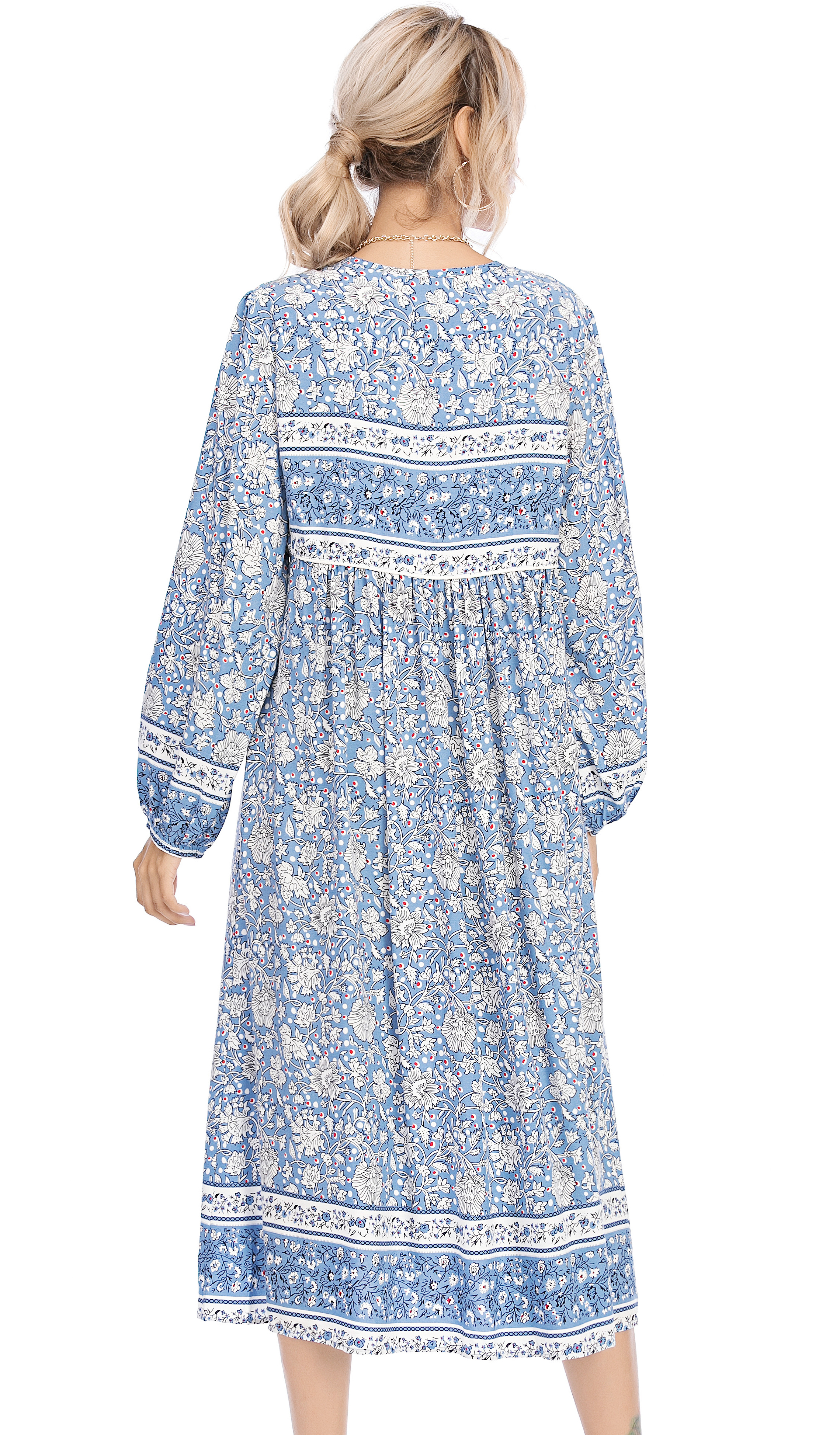 bohemian midi dress with sleeves