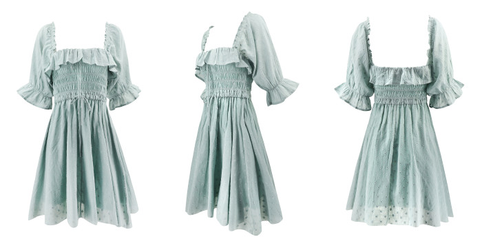 R.Vivimos Women's Summer Cotton Half Sleeves Backless Ruffled Mini A-Line Dress