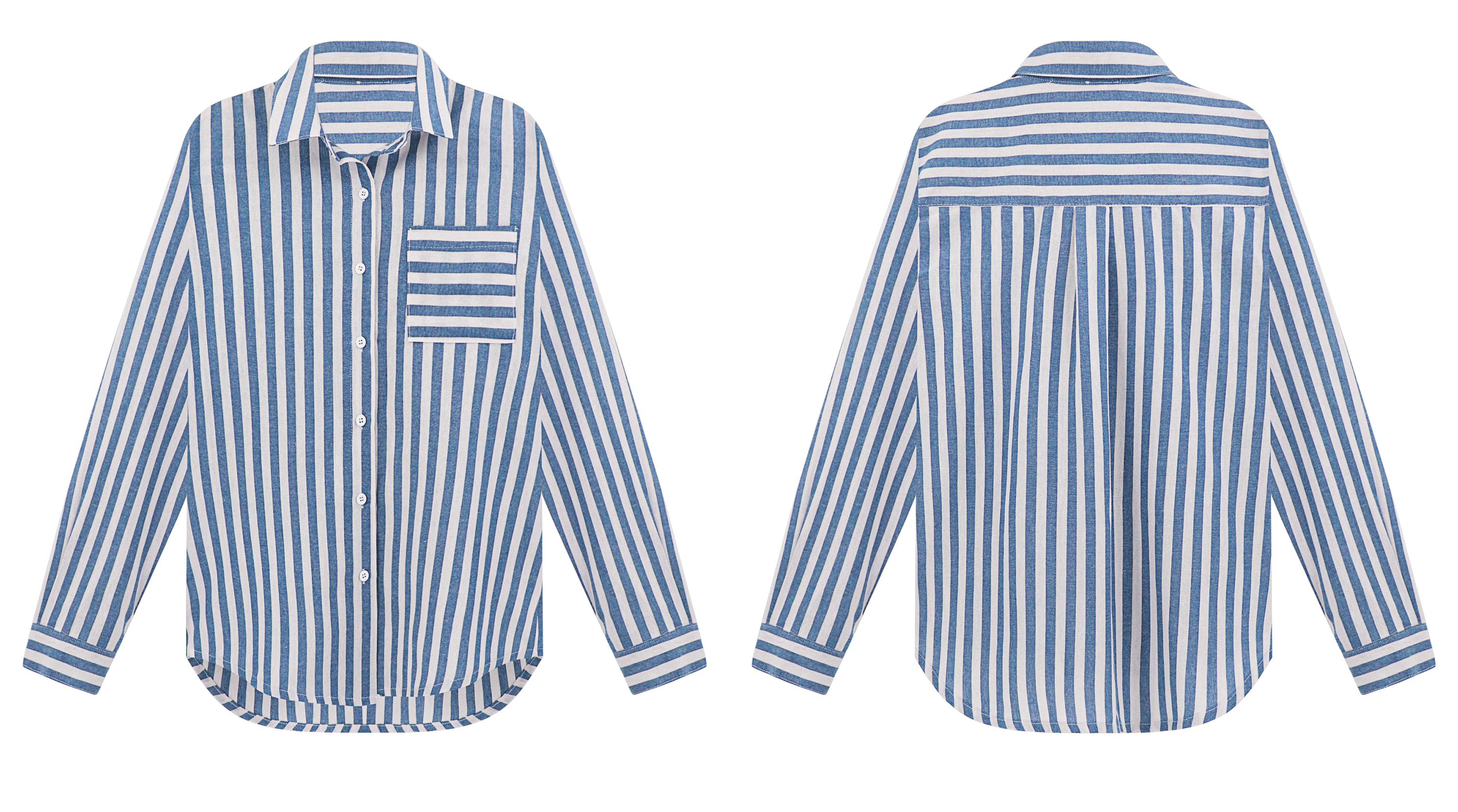 R.Vivimos Women's Fall Cotton Long Sleeves Roll Up Striped Casual V Neck Button Down Shirts Blouses4