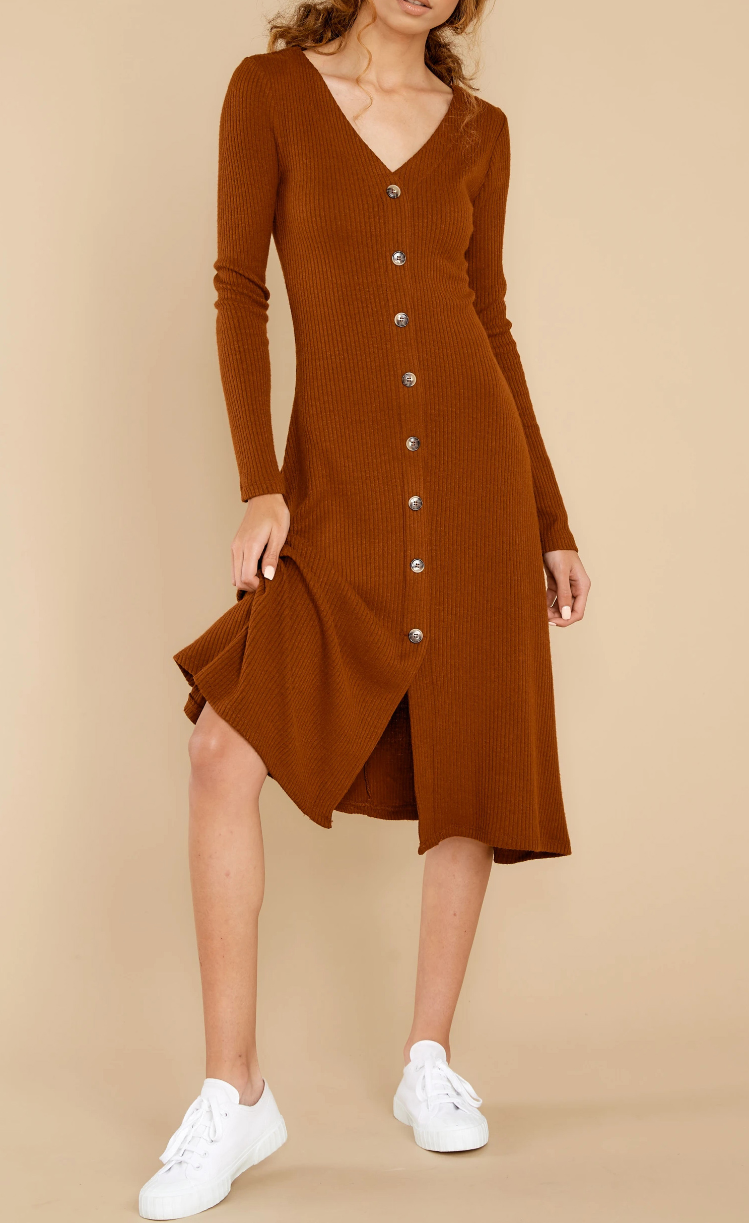 【RONRON】24ss BACK LOGO HEART V NECK KNIT DRESS Worn by Our Community | hello ronron – Stories in Every Stitch