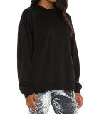 R.Vivimos Women's Crushed Velvet Long Sleeve Crewneck Plus Size Casual T Shirts Sweatshirts