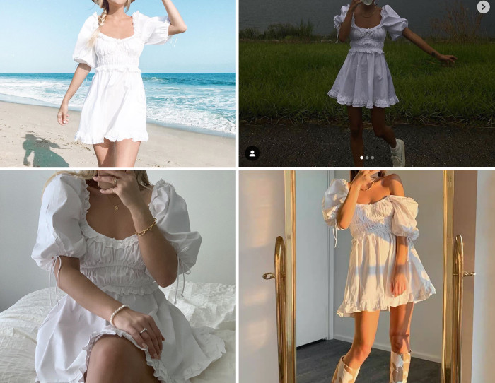 R.Vivimos Womens Summer Cotton Puff Sleeves Square Neckline Ruffle Casual Swing Mini Dress