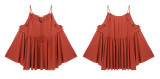 R.Vivimos Women's Cotton Long Sleeve V Neck Cold Shoulder Casual Ruffles Loose Short Dresses