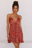 R.Vivimos Women's Summer Cotton Spaghetti Straps Floral Print Boho Beach V Neck Mini Dress