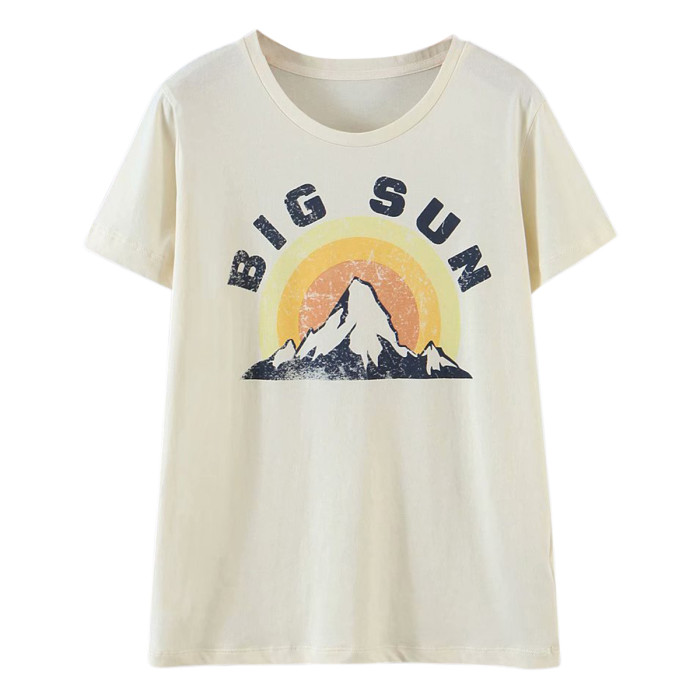 R.Vivimos Women's Summer Short Sleeve Fashion Pattern Print Casual Loose T-Shirt Top
