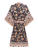 R.Vivimos Women's Vintage Floral Print Beach Boho Cardigan Kimono Maxi Swimwear Cover up Dress Wrap