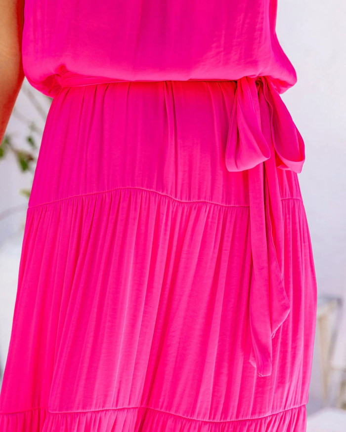 R.Vivimos Women's Summer Cotton Tube Strapless Casual Boho Sleeveless Maxi Dress with Belt