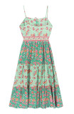 R.Vivimos Womens Summer Cotton Straps Button Up Floral Print Casual Boho Frills Midi Dress