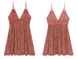 R.Vivimos Women's Summer Cotton Spaghetti Straps Floral Print Boho Beach V Neck Mini Dress