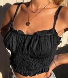 R.Vivimos Women's Summer Casual Cotton Sleeveless Ruffles Cami Crop Top