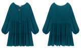 R.Vivimos Women's Cotton Long Sleeves Casual Loose Button Down High Low Hem Swing Mini Tunic Dress