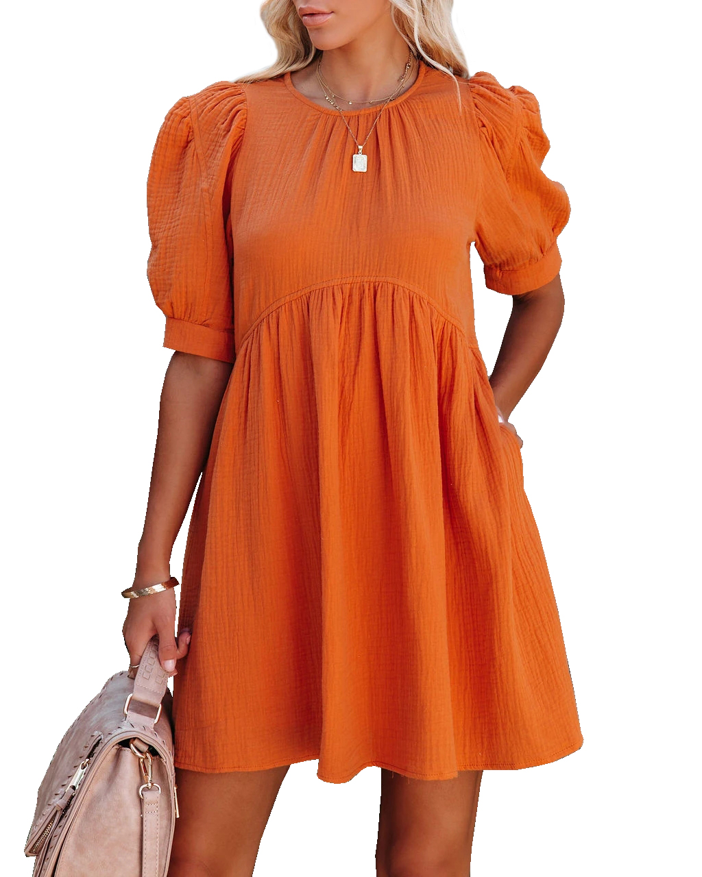R.Vivimos Summer Dress for Women Cotton Puff Sleeves Boho Casual