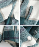 R.Vivimos Womens Casual Plaid Lapel Button Down Long Sleeve Shirts Shacket Jacket Coat for Autumn Winter