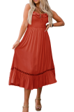 R.Vivimos Womens Summer Cotton Spaghetti Straps V-Neck Ruffle Casual Boho Midi Flowy Dress