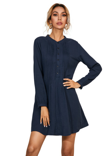 R.Vivimos Women's Tunic Dress Fall Linen Button Down Long Sleeves Casual Mini Shirt Dress