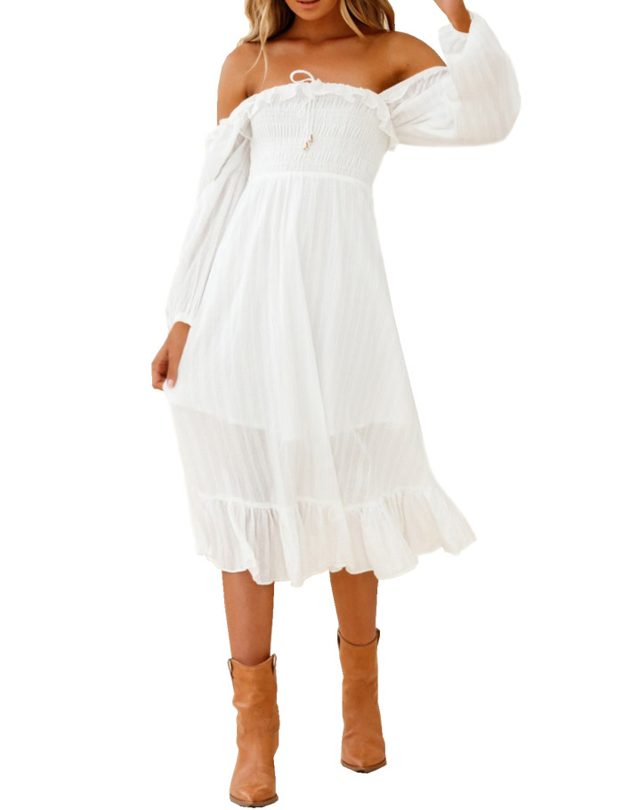 R.Vivimos Women's Linen Fall Long Sleeves Stripes Ruffled Boho Casual A-Line Flowy Midi Dresses