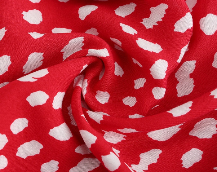 R.Vivimos Women's Summer Straps Cotton Irregular Polka Dot Ruffles Midi Dress