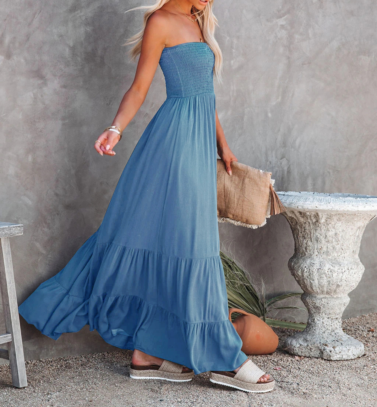 R.Vivimos Womens Summer Cotton Floral Print Strapless Boho Beach Casual Midi Tube Dresses2