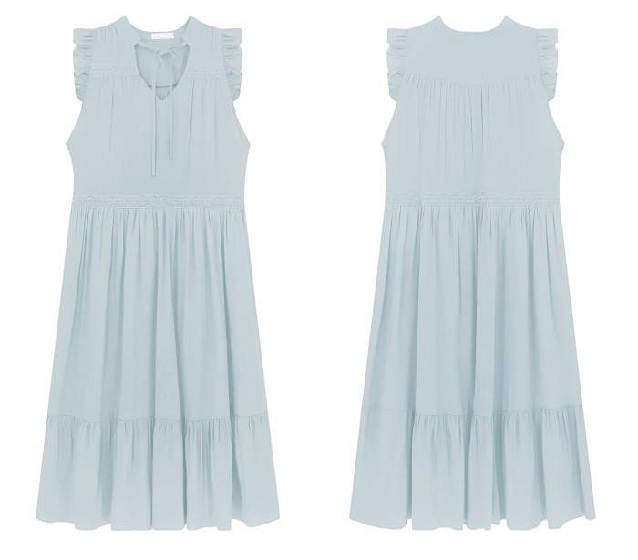 R.Vivimos Womens Summer Cotton Sleeveless Casual Boho V-Neck Ruffles Flowy Midi Dresses