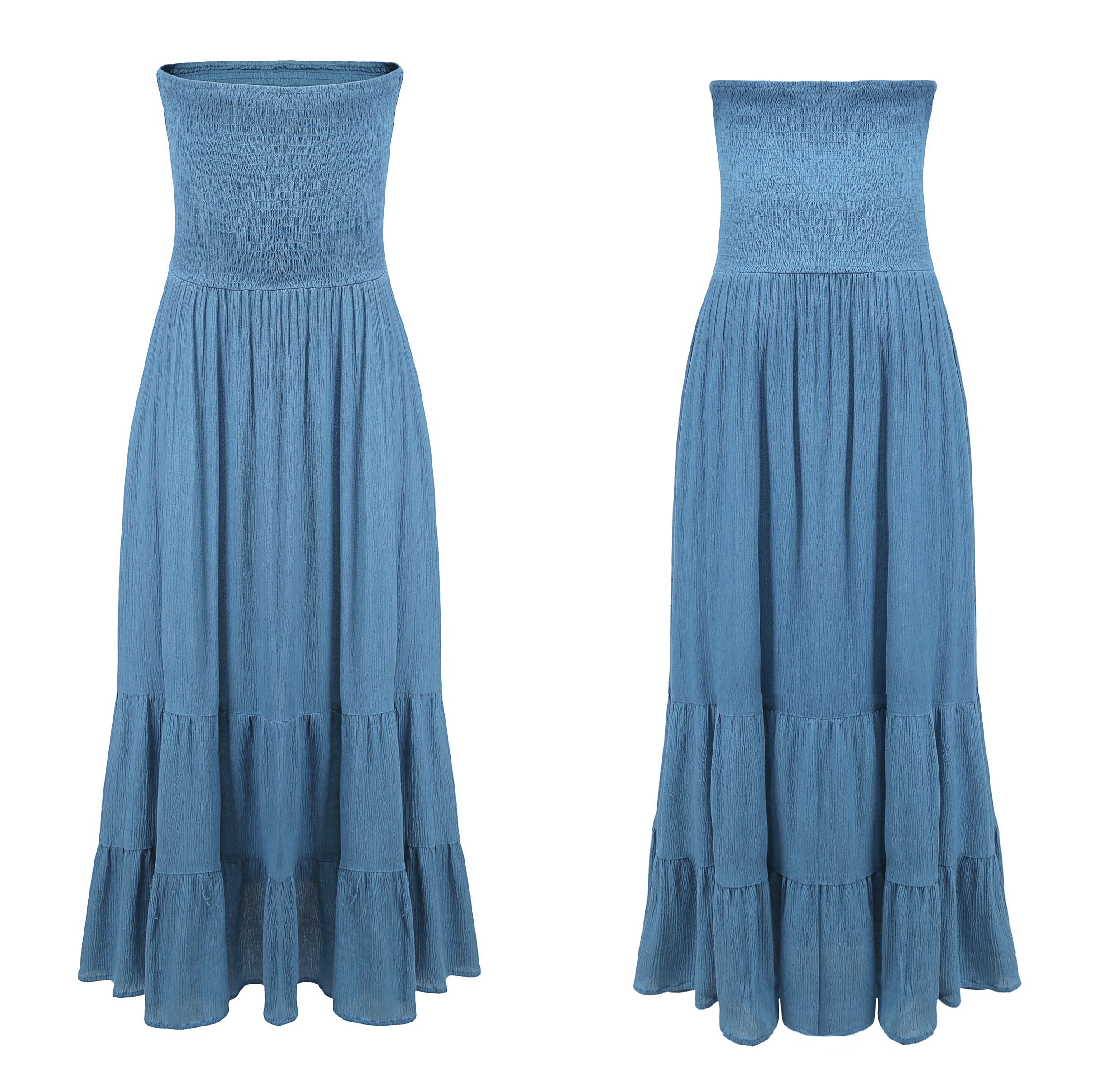 R.Vivimos Womens Summer Cotton Floral Print Strapless Boho Beach Casual Midi Tube Dresses 5