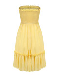 R.Vivimos Women's Summer Cotton Boho Beach Sleeveless Tie Front Mini Dress Tube Top Dress