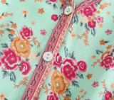 R.Vivimos Women's Cotton Long Sleeves V-Neck Button Up Floral Print Bohemian Flowy Mini Dress