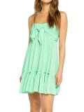 R.Vivimos Women's Summer Cotton Boho Beach Sleeveless Tie Front Mini Dress Tube Top Dress