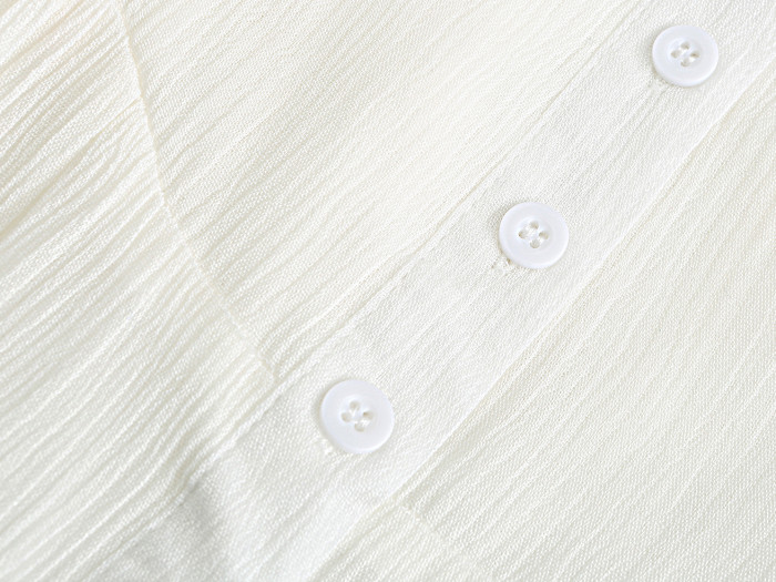 R.Vivimos Women's Summer Cotton V-Neck Button Down Casual Ruffled Swing Mini Dress