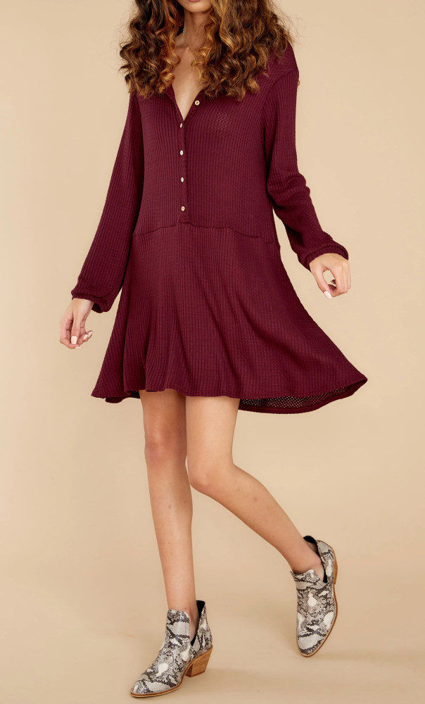 R.Vivimos Women's Fall Cotton Long Sleeves Casual Button Down Knit Swing Flare Mini Tunic Dress