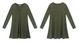 R.Vivimos Sweater Dress for Women Long Sleeve V Neck Casual Button-Down Fall Winter Basic Knit Mini Dress