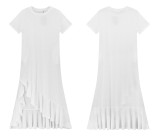 R.Vivimos Womens Summer Cotton Short Sleeves Casual Split Beach T Shirt Maxi Dress with Pockets