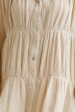 R.Vivimos Womens Fall Winter Cotton Puff Long Sleeve Ruched Casual Button-Down Swing Shirt Mini Dress