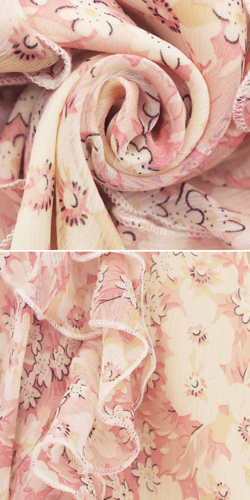 R.Vivimos Women's Chiffon Long Sleeves Floral Print Ruffled Boho V-Neck Wrap Crop Blouses Tops