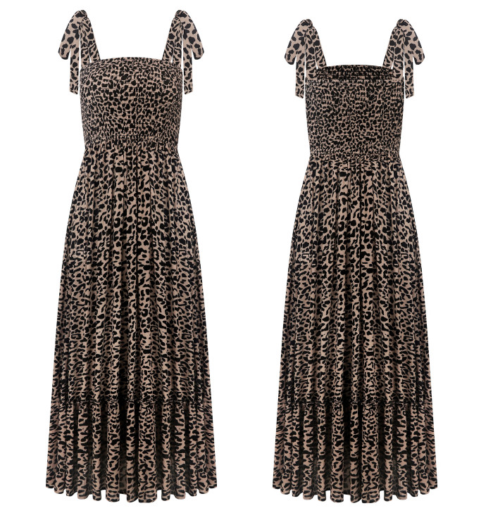 R.Vivimos Women's Summer Straps Cotton Irregular Polka Dot Ruffles Midi Dress